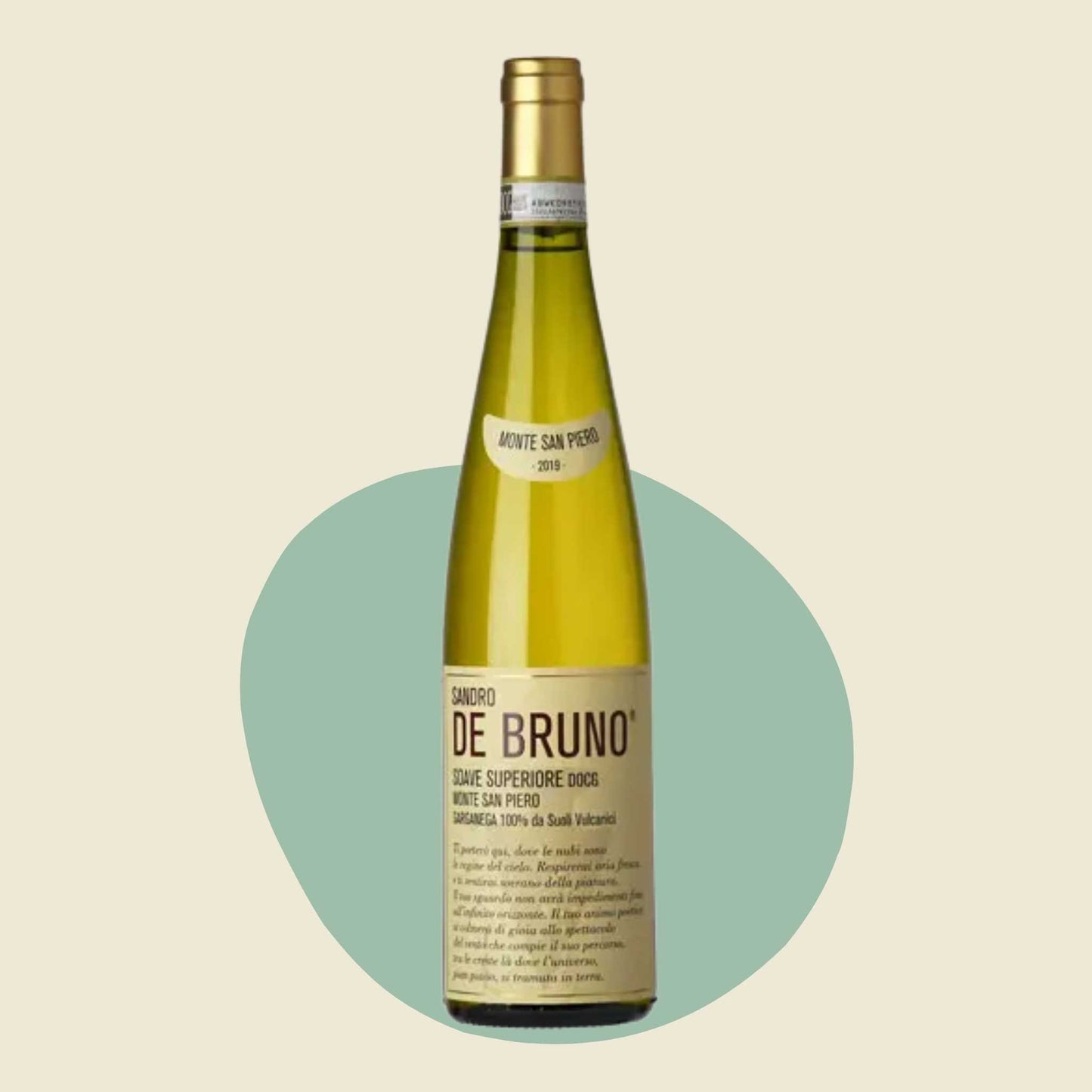 Original bottle of Sandro De Bruno 'Monte San Piero' Soave Superiore 2021