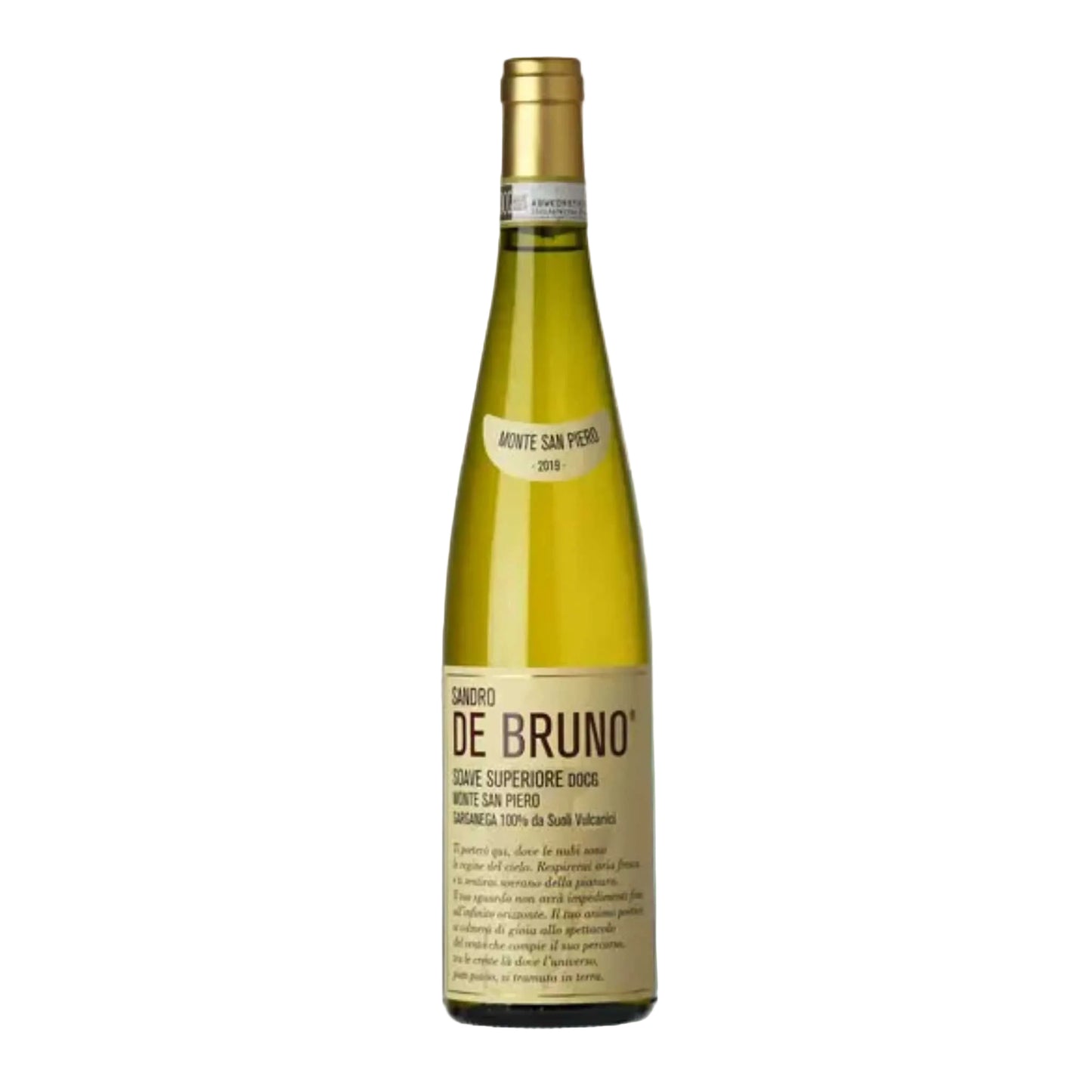 Original bottle of Sandro De Bruno 'Monte San Piero' Soave Superiore 2021