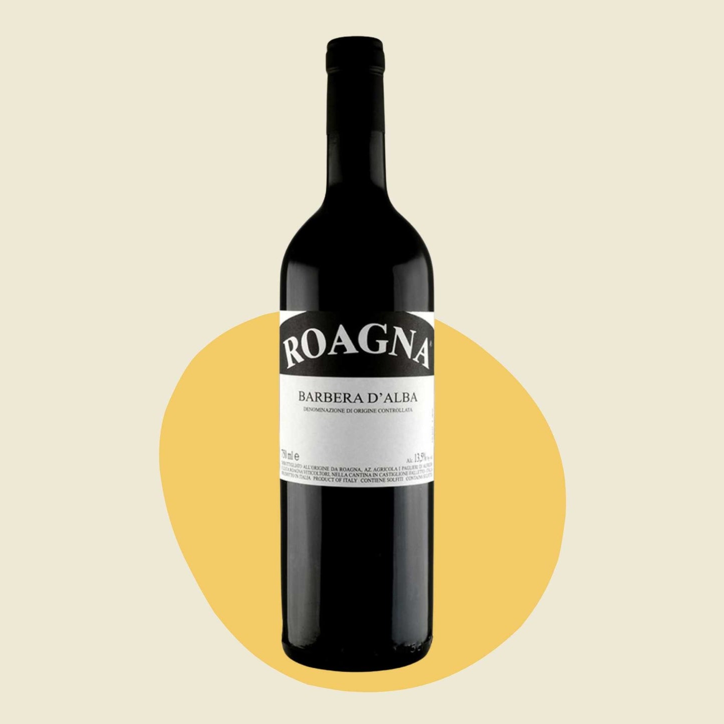 Original bottle of Roagna Barbera d'Alba 2019