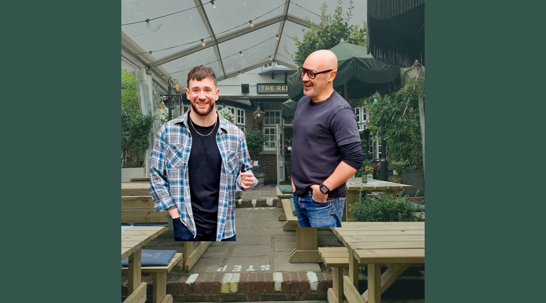 Heath Ball of Red Lion & Sun sharing wine list insights with Tiny Wine founder Harry Crowther during a tasting conversation