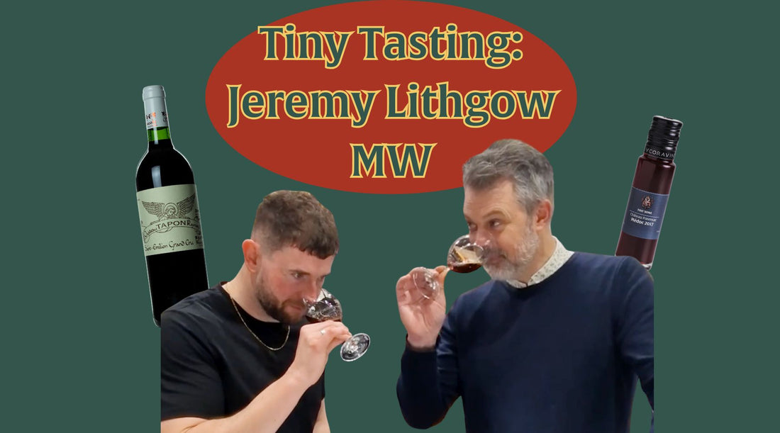 Master of Wine tasting wine with Tiny Wine founder Harry Crowther during a Tiny Tasting session
