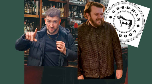 Shane McHugh of Goodman Mayfair tasting wine with Tiny Wine founder Harry Crowther, sharing his passion and insights