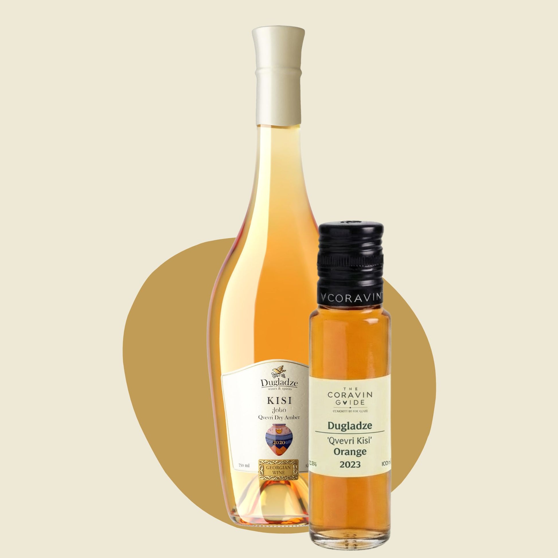 Dugladze Qvevri Kisi Orange 2023 bottle and 100ml wine sample