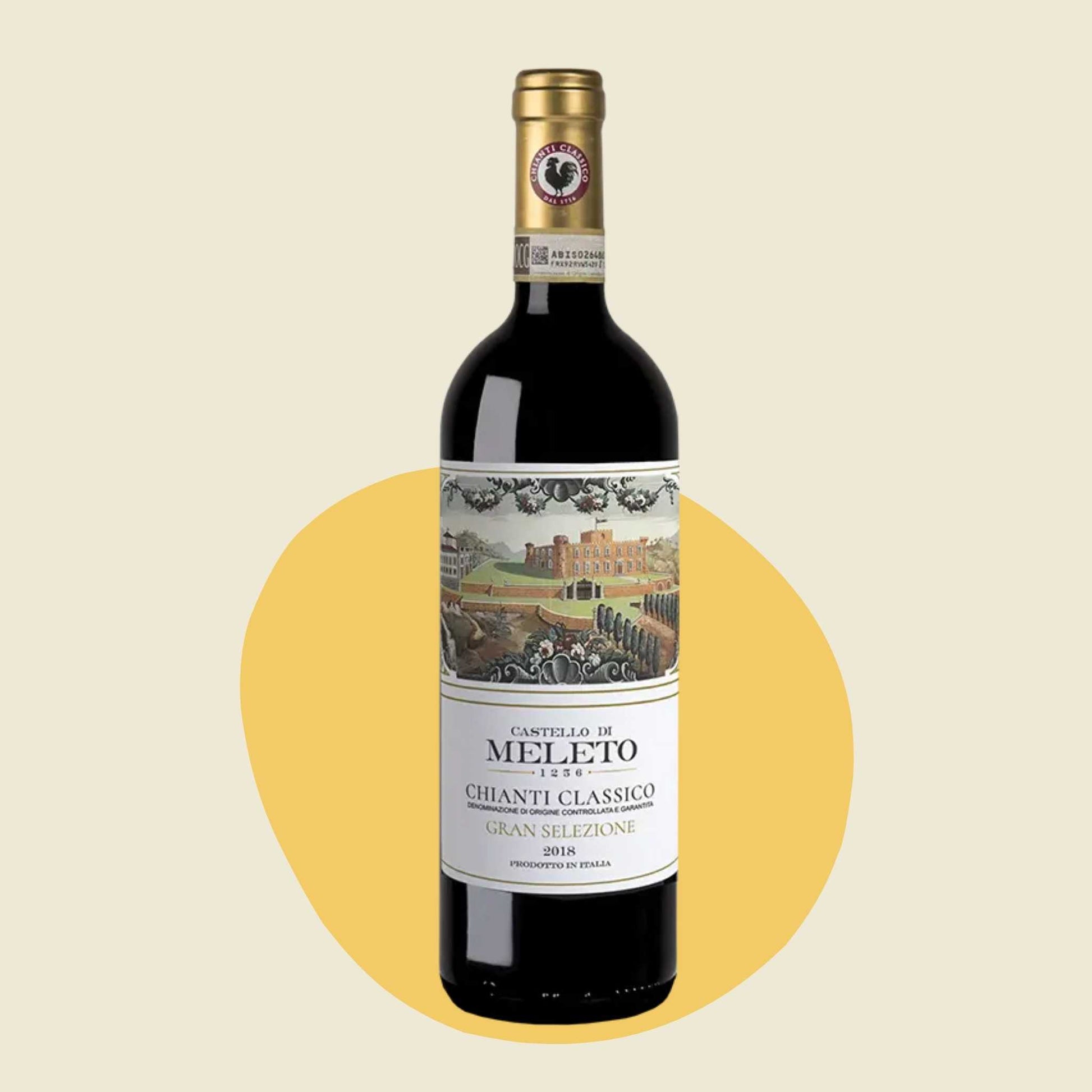 Original bottle of Castello di Meleto Chianti Gran Selezione 2020
