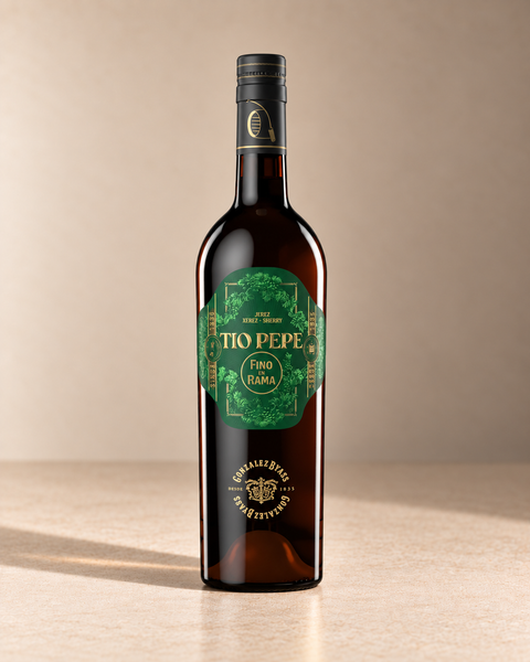 'Saca' En Rama NV single wine bottle on a warm beige studio background