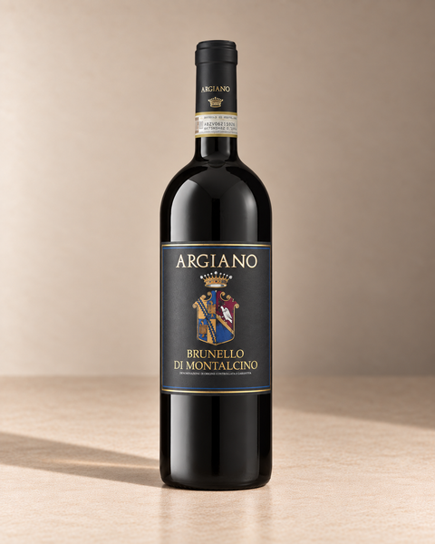 Brunello di Montalcino 2010 - from magnum single wine bottle on a warm beige studio background