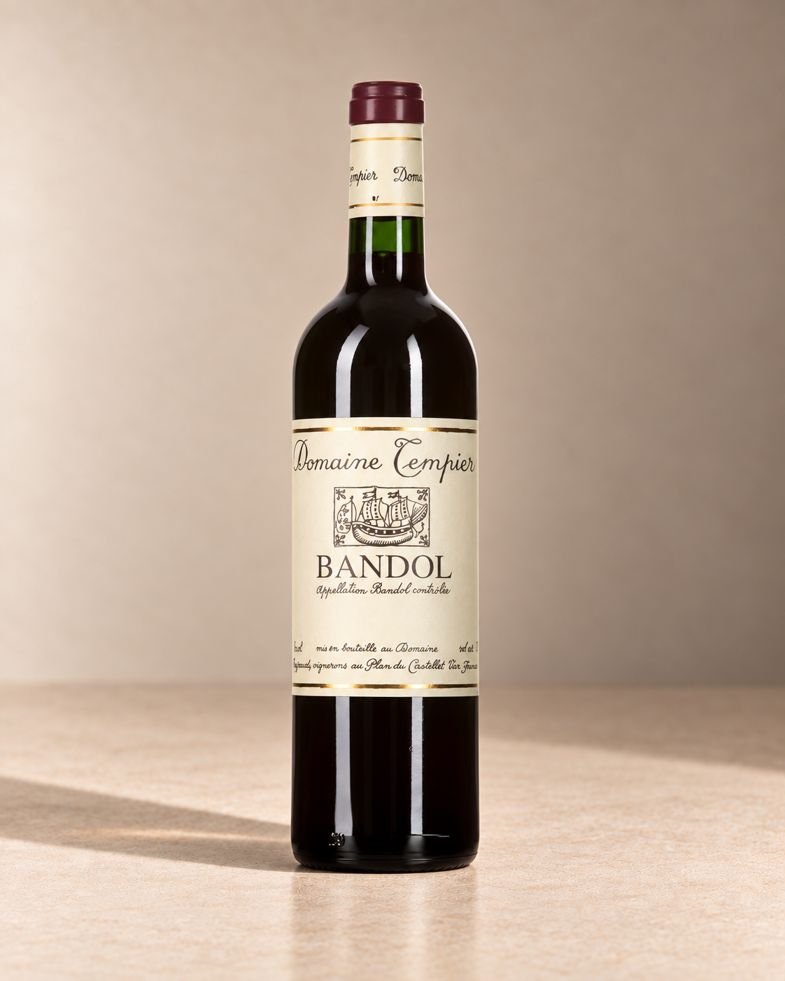 'Cuvée Classique' Mourvèdre Blend 2019 single wine bottle on a warm beige studio background
