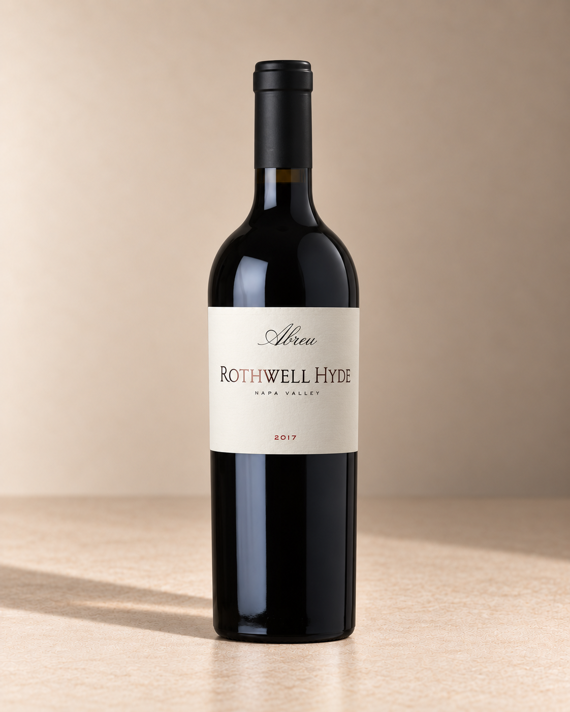 'Rothwell Hyde Estate Red' Cabernet Blend 2017 single wine bottle on a warm beige studio background