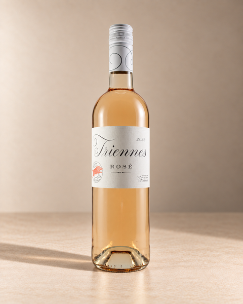 Rosé 2025 - from magnum single wine bottle on a warm beige studio background