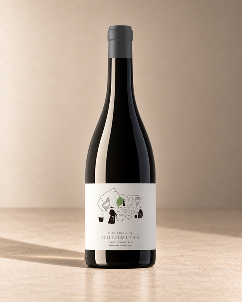 'Dolomitas' Monastrell 2022 single wine bottle on a warm beige studio background