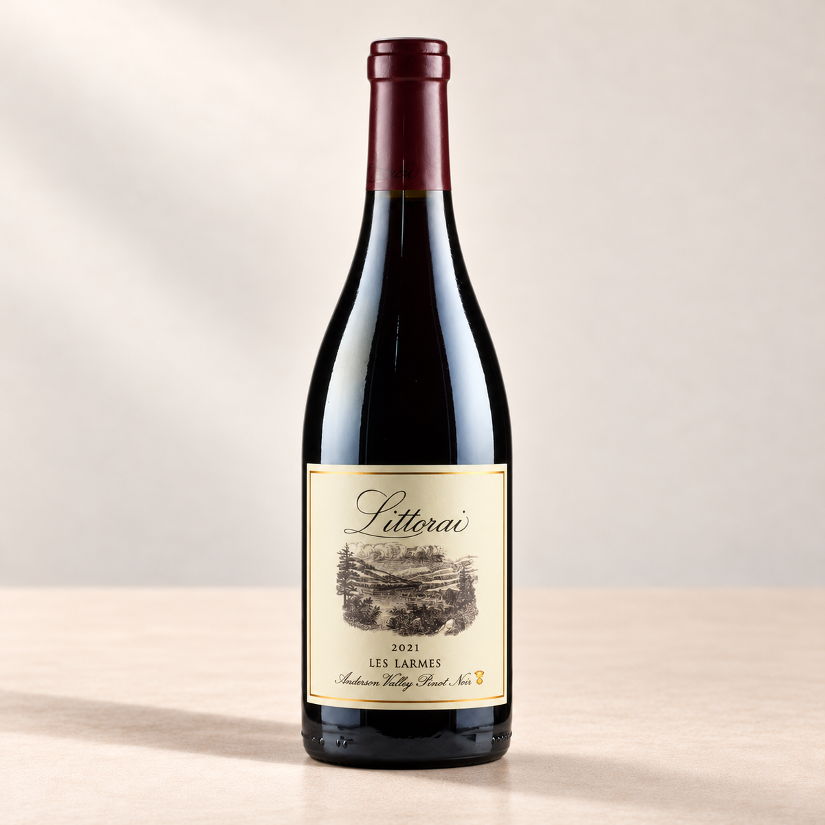 Littorai 'Les Larmes' Pinot Noir, 750ml bottle with representative 2021 label.